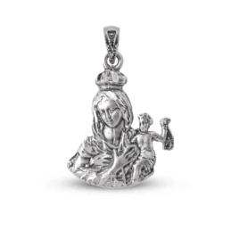 Virgen del Carmen Colgante Plata Ley 925m maciza 27 mm. silueta detal
