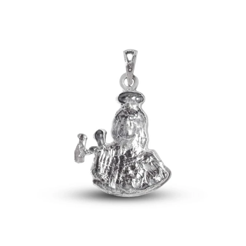 Virgen del Carmen Colgante Plata Ley 925m maciza 27 mm. silueta detal