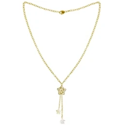 Gargantilla Oro Bicolor 18k mujer 44 cm. cadena lapidada estrellas co
