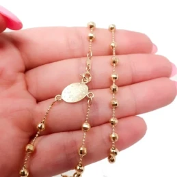 Rosario Virgen Milagrosa Oro 18k 31 cm. bolas 3 mm. medalla 11 mm. cr