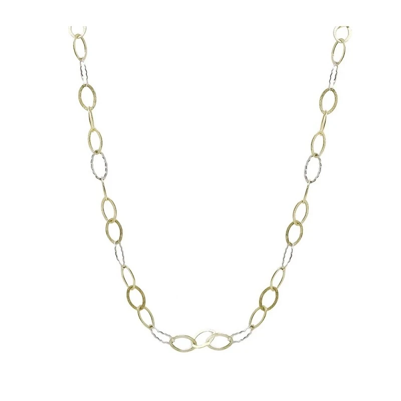 Gargantilla Oro Bicolor 18k mujer 77 cm. eslabones ovalados combinado