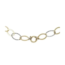 Gargantilla Oro Bicolor 18k mujer 77 cm. eslabones ovalados combinado