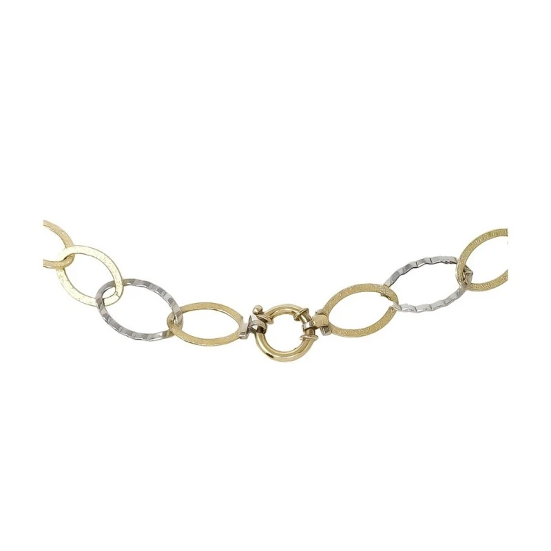 Gargantilla Oro Bicolor 18k mujer 77 cm. eslabones ovalados combinado