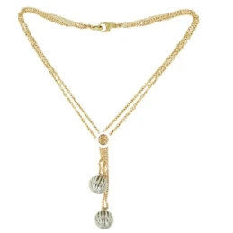Gargantilla Oro Bicolor 18k mujer 43 cm. doble cadena detalle bolas c