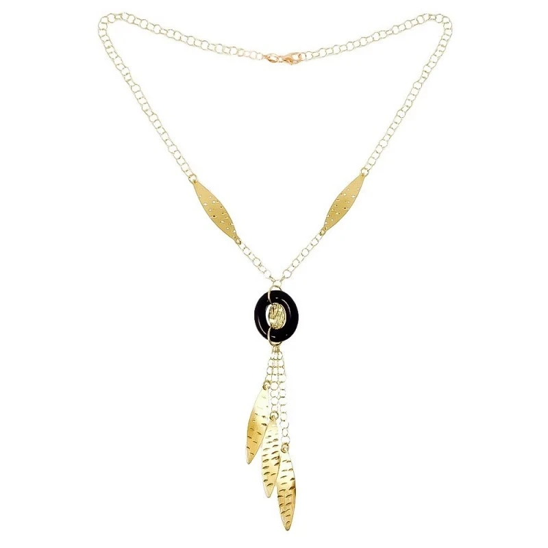 Gargantilla Oro 18k mujer 41 cm. detalle 5 hojas lapidadas 29 mm. det