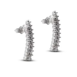 Pendientes Trepadores Oro Blanco 18k mujer 19 mm. circonitas