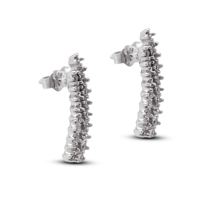Pendientes Trepadores Oro Blanco 18k mujer 19 mm. circonitas