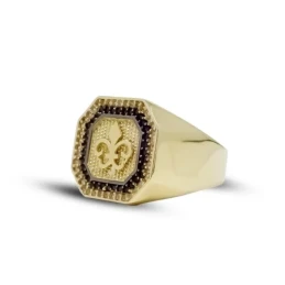 Sello Oro 18k hombre trival centro combinado circonitas blancas negra