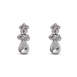 Pendientes Oro Blanco 18k mujer 15 mm. circonitas florma estrella cor
