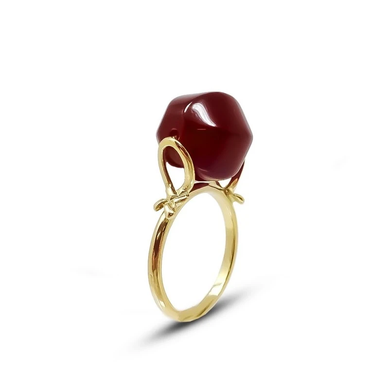 Sortija Oro 18k mujer cornalina cabeza 14 mm.