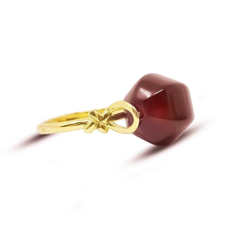 Sortija Oro 18k mujer cornalina cabeza 14 mm.