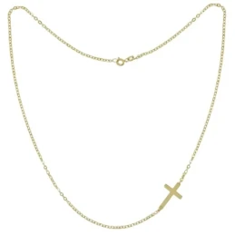 Gargantilla Oro 18k mujer 43 cm. cadena forzada detalle cruz lisa 18