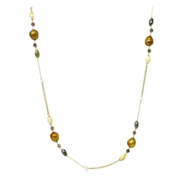Collar Largo Oro 18k mujer 94 cm. cinco perlas 7.8 mm. combinadas pom