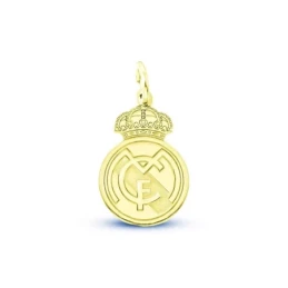 Real Madrid Colgante Oro 18k macizo 20 mm. escudo láser liso. Grabaci