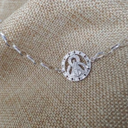 Virgen de la Cabeza Pulsera Plata Ley 925m maciza mujer 18 cm. medall