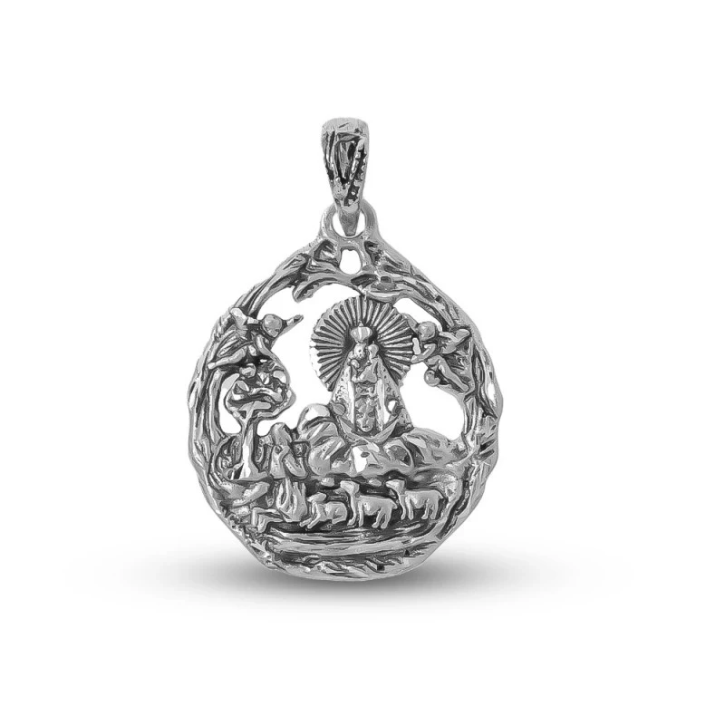 Virgen de la Cabeza Medalla Plata Ley 925m maciza 22 mm. aparición ca