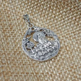 Virgen de la Cabeza Medalla Plata Ley 925m maciza 22 mm. aparición ca