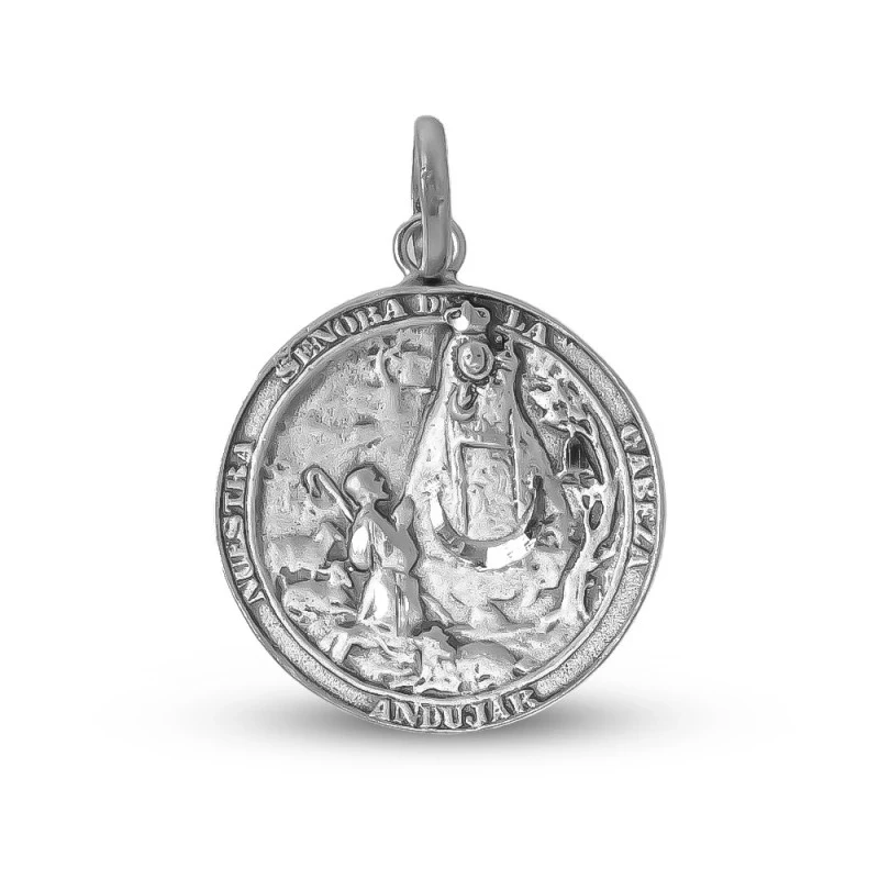 Virgen de la Cabeza Medalla Plata Ley 925m maciza 22 mm. aparición tr