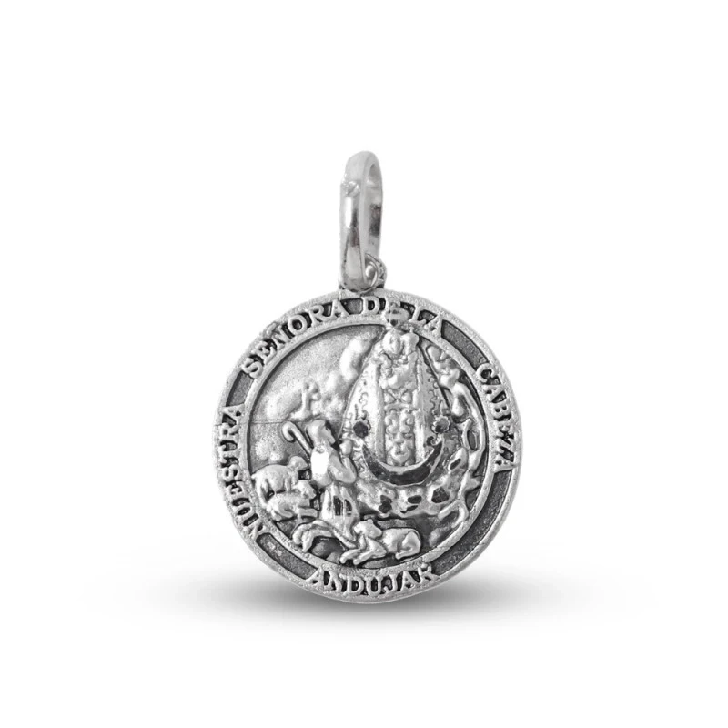 Virgen de la Cabeza Medalla Plata Ley 925m maciza 18 mm. aparición tr