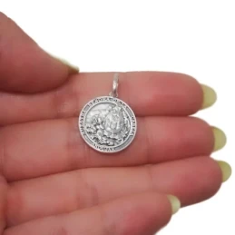 Virgen de la Cabeza Medalla Plata Ley 925m maciza 18 mm. aparición tr