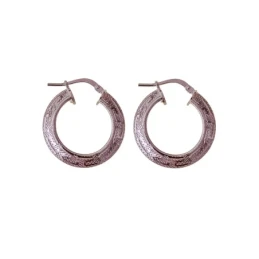 Aros Pendientes Plata Ley 925m mujer 22.5 mm. huecos detalle greca an