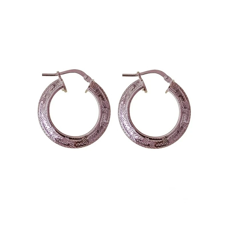 Aros Pendientes Plata Ley 925m mujer 22.5 mm. huecos detalle greca an