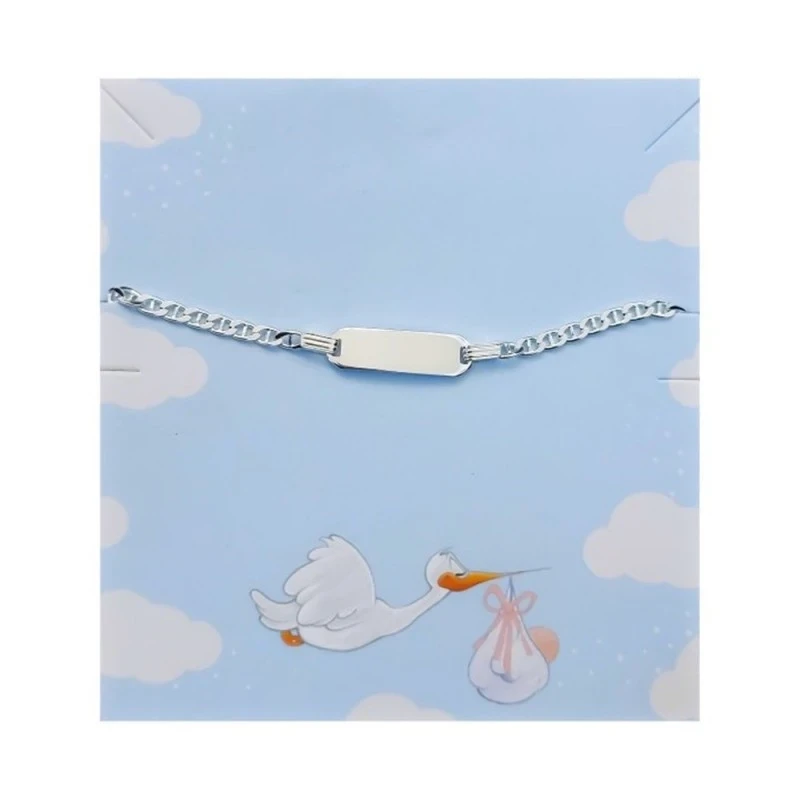 Esclava Plata Ley 925m niña 14 cm. cadena marina chapa 17 x 5 mm. anc