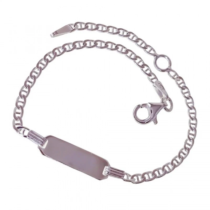 Esclava Plata Ley 925m niña 14 cm. marina chapa 17 x 5 mm. cadena 2 m