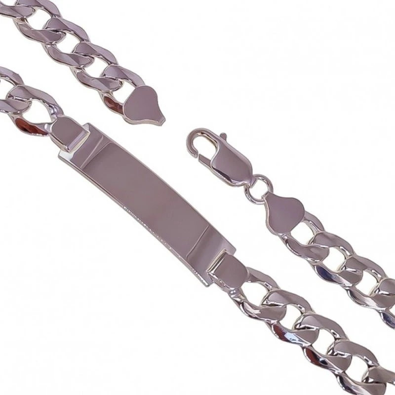 Esclava Plata Ley 925m hombre 20 cm. barbada chapa 37x9 mm. eslabón 9
