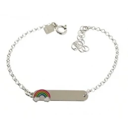 Esclava Plata Ley 925m niña 14.5 cm. rolo arcoiris color chapa 25mm.