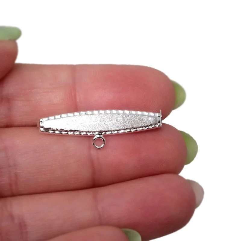 Alfiler Plata Ley 925m broche bebé 3 cm. forma ovalada laterales rect