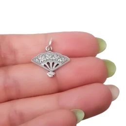 Abanico Colgante Charm Plata Ley 925m macizo 18 mm. típico de España