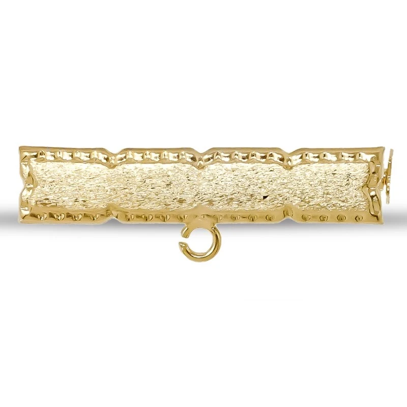 Alfiler Plata Ley 925m chapado oro broche bebé 3 cm. rectangular bord