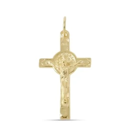 Cruz San Benito Colgante Plata Ley 925m chapado oro 33 mm.