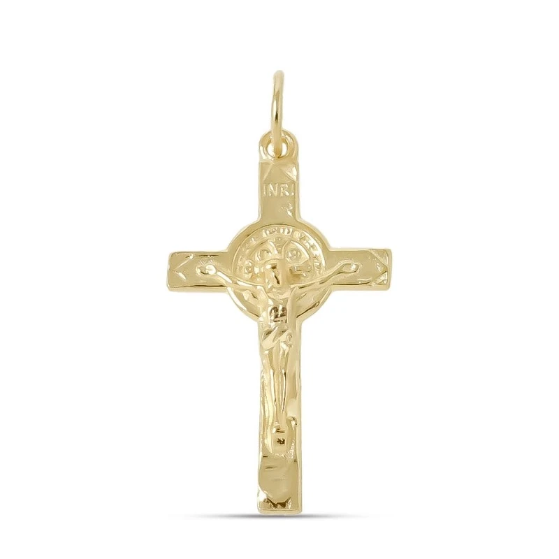 Cruz San Benito Colgante Plata Ley 925m chapado oro 33 mm.