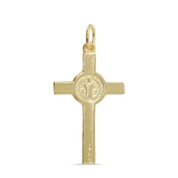 Cruz San Benito Colgante Plata Ley 925m chapado oro 33 mm.