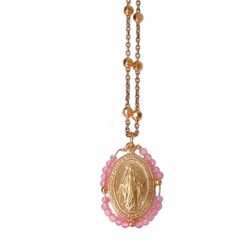 Virgen Milagrosa Collar Plata Ley 925m chapado oro 42.5 cm. medalla 2