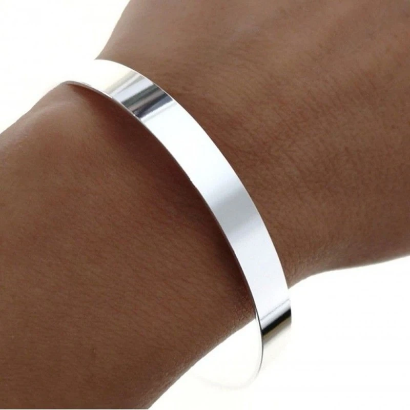 Pulsera Rígida Brazalete Plata Ley 925m mujer 60 mm. ancho 7 mm. lisa