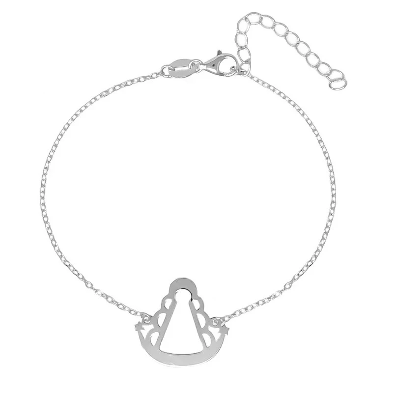 Virgen del Rocío Pulsera Plata Ley 925m 15 cm. silueta calada 18 x 17