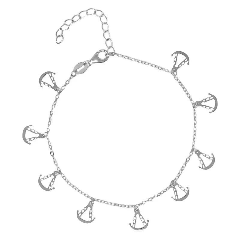 Virgen del Rocío Pulsera Plata Ley 925m mujer 15 cm. colgantes siluet