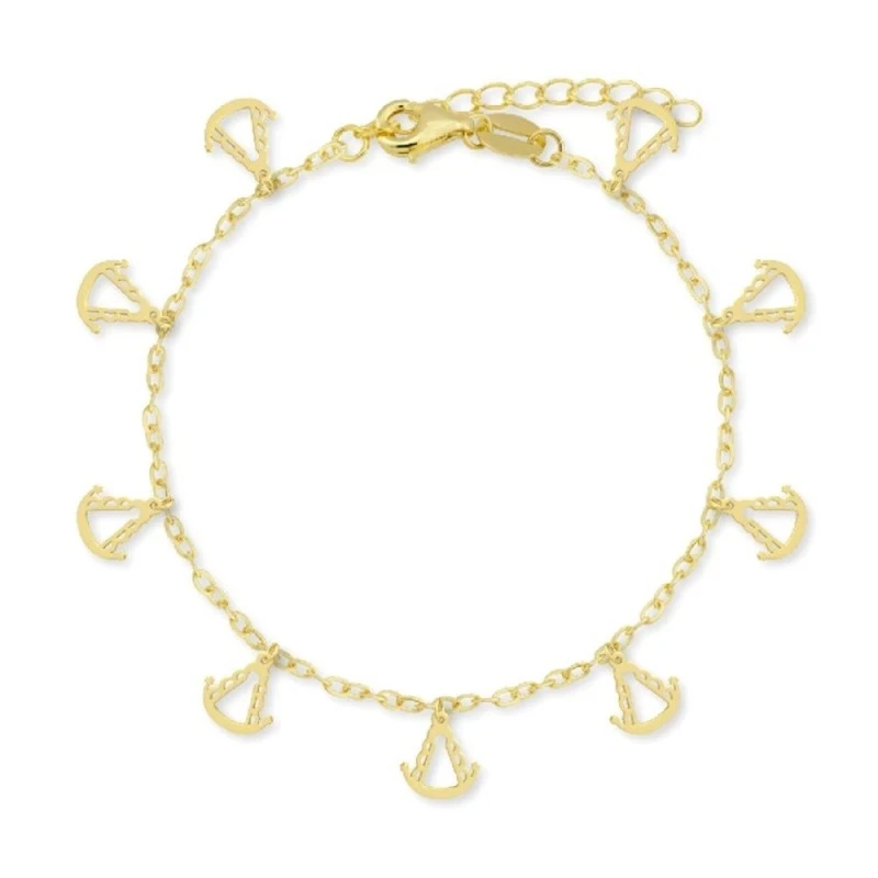 Virgen del Rocío Pulsera Plata Ley 925m chapada oro 15 cm. colgantes