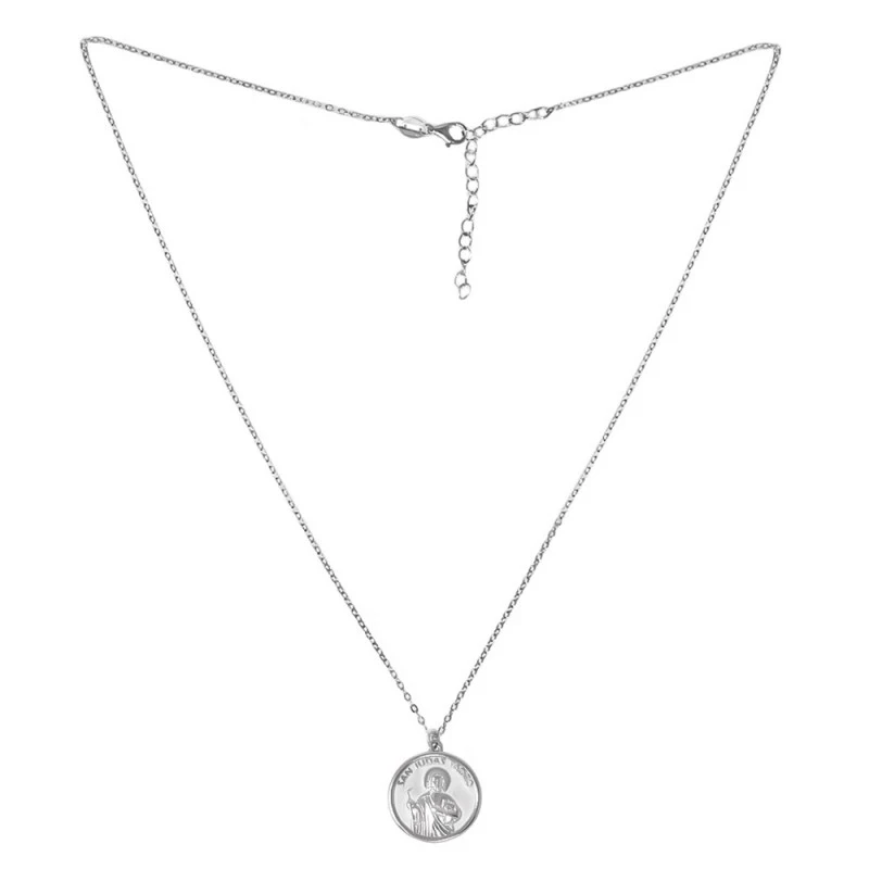San Judas Tadeo collar gargantilla Plata Ley 925m mujer 44 cm. medall