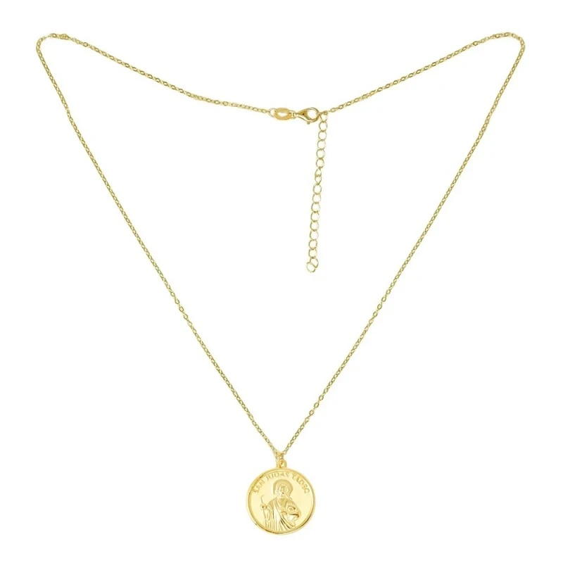 San Judas Tadeo collar gargantilla Plata Ley 925m chapado oro 44 cm.