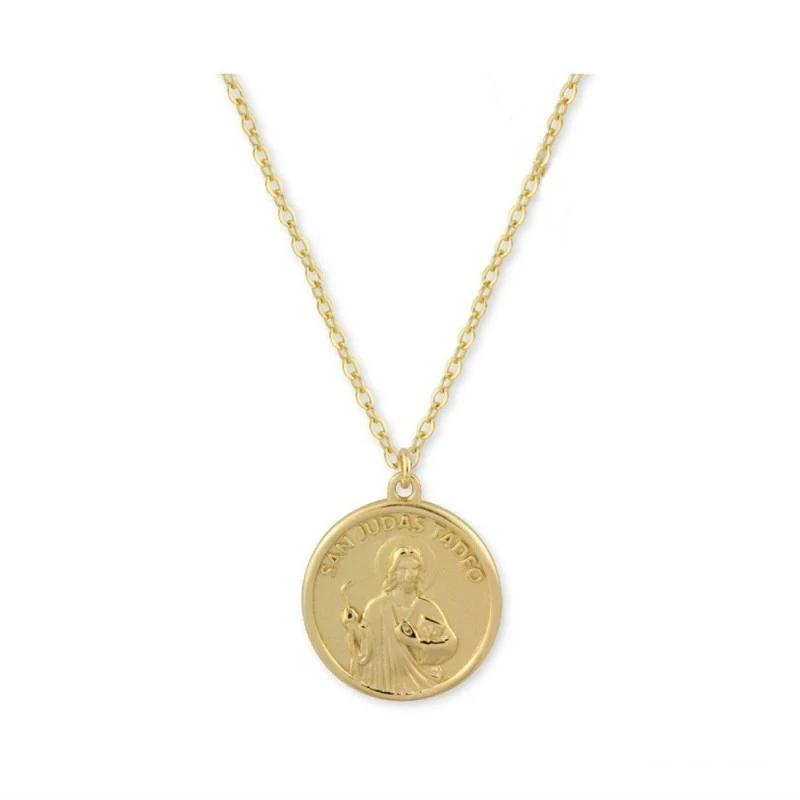 San Judas Tadeo collar gargantilla Plata Ley 925m chapado oro 44 cm.