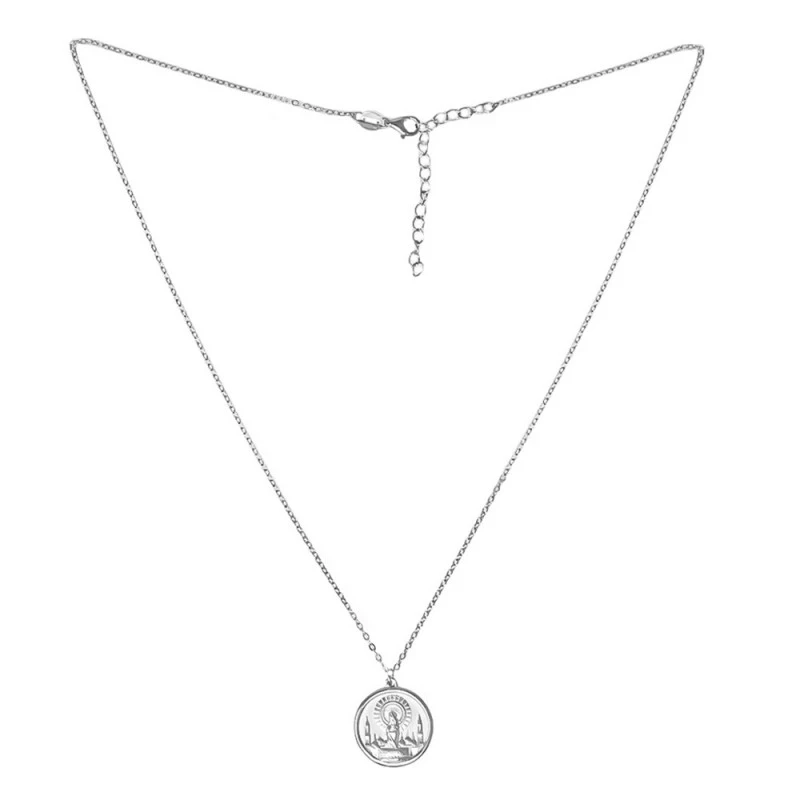 Virgen del Pilar collar gargantilla Plata Ley 925m mujer 44 cm. medal