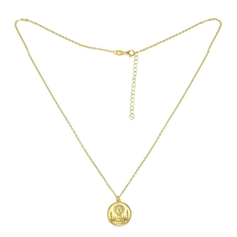 Virgen del Pilar collar gargantilla Plata Ley 925m chapado oro 44 cm.