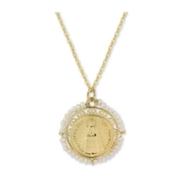 Virgen del Rocío collar gargantilla Plata Ley 925m chapado oro 44 cm.