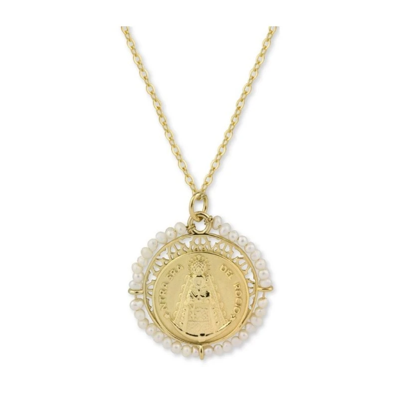 Virgen del Rocío collar gargantilla Plata Ley 925m chapado oro 44 cm.