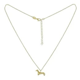 Collar Gargantilla Plata Ley 925m chapado oro 40 cm. colgante perro d