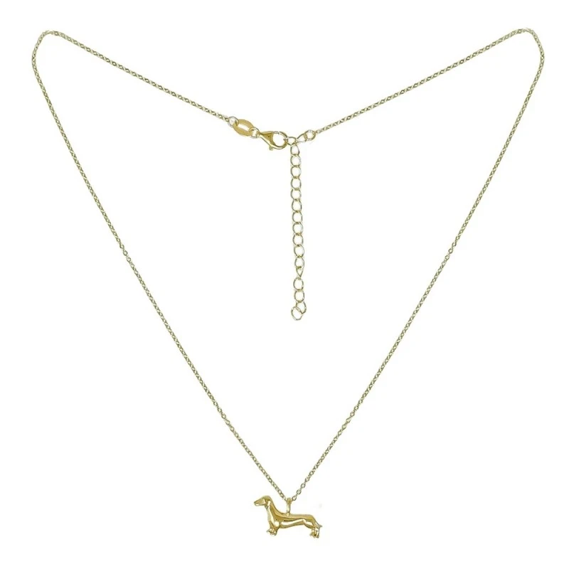 Collar Gargantilla Plata Ley 925m chapado oro 40 cm. colgante perro d